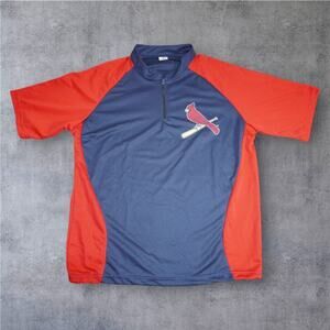 St. Louis Cardinals Performance Polo Shirt XL Blue Red Half Zip Raglan Athletic